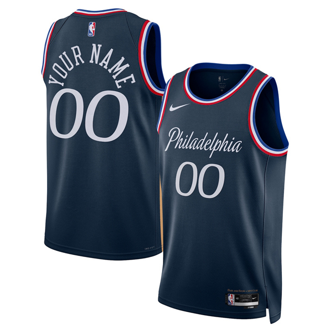 Men's Philadelphia 76ers Active Player Custom Navy 2025/26 City Edition Stitched Jersey